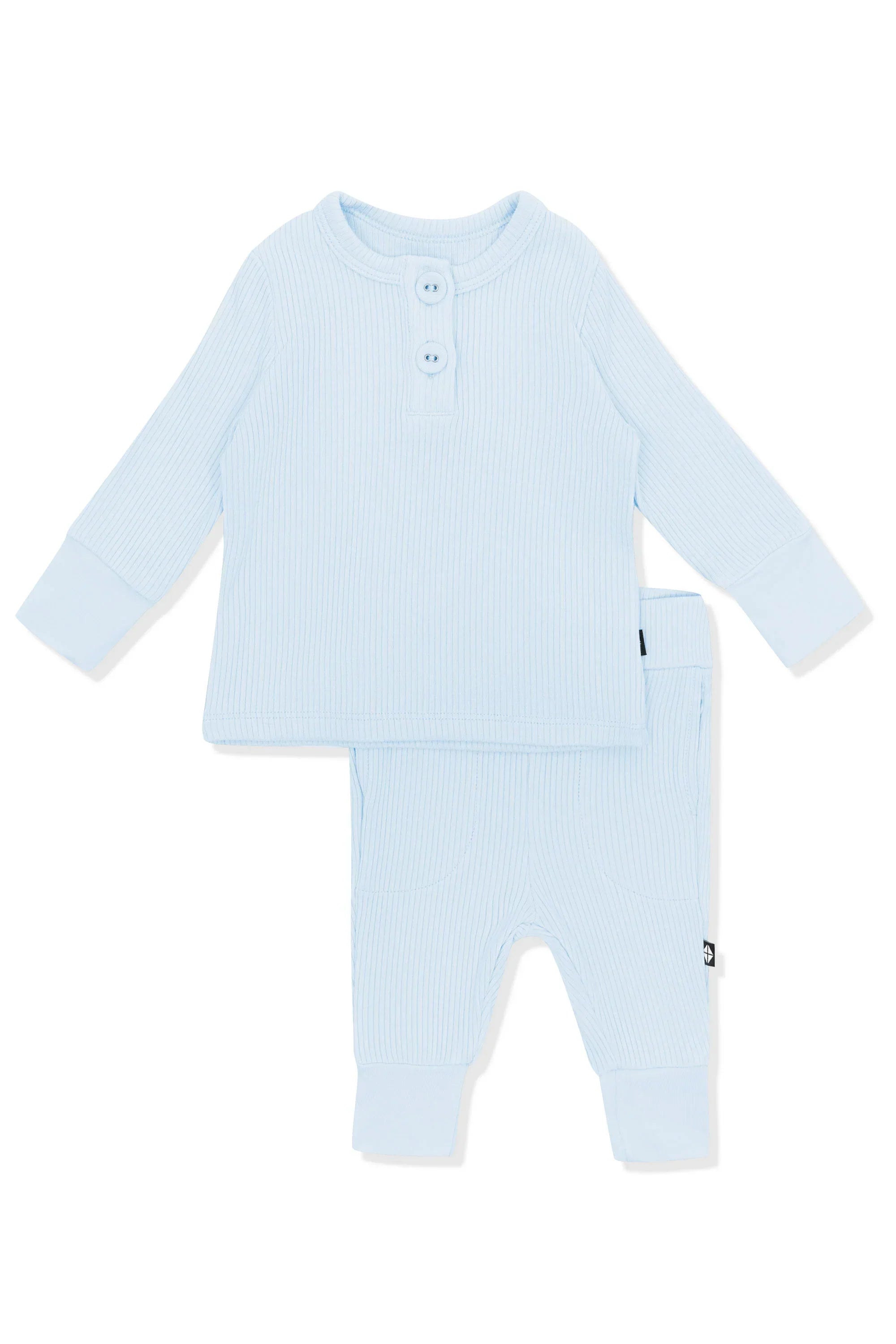 Ribbed Infant Henley Set in Breeze Secondary image