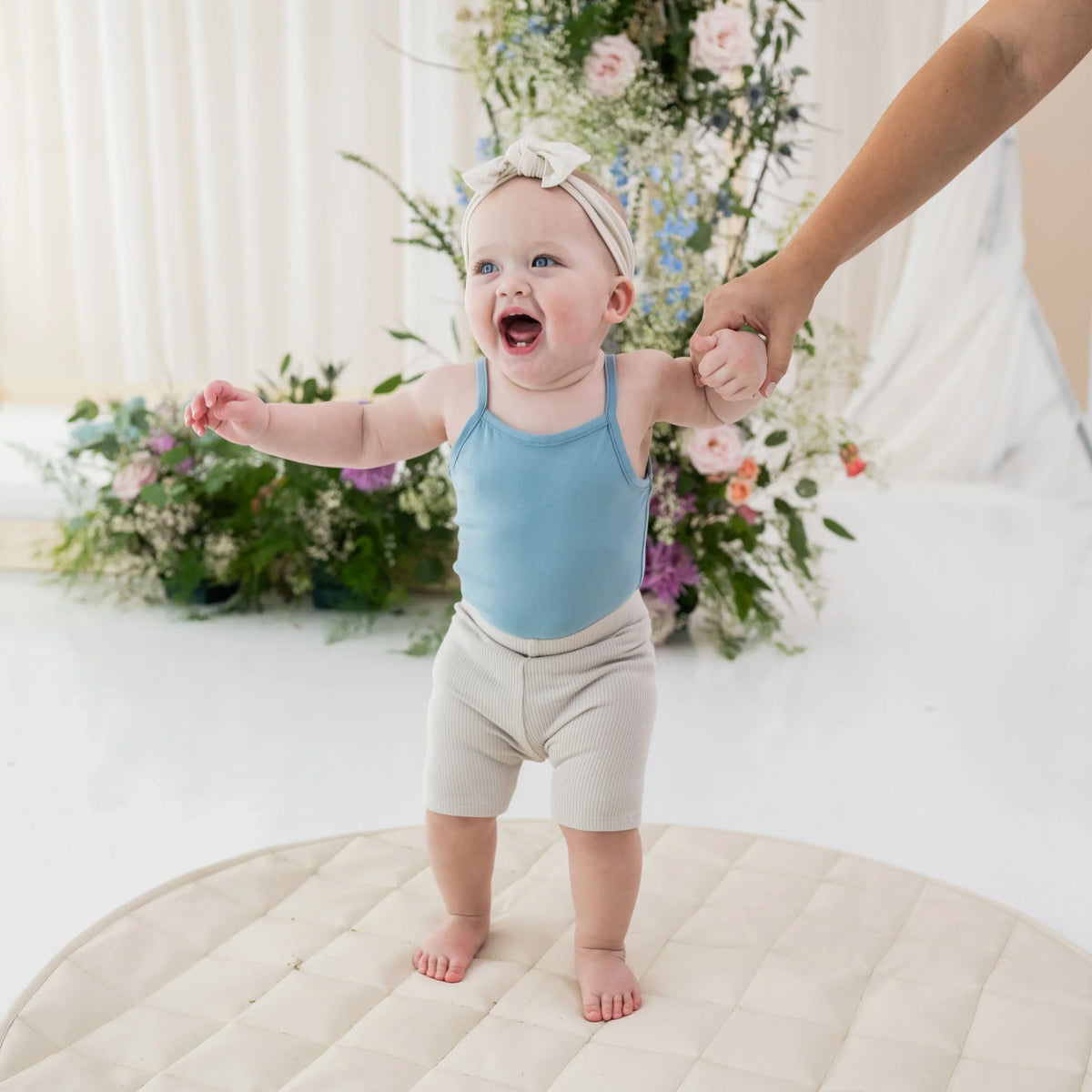 Ribbed Toddler Biker Shorts in Oat Main image
