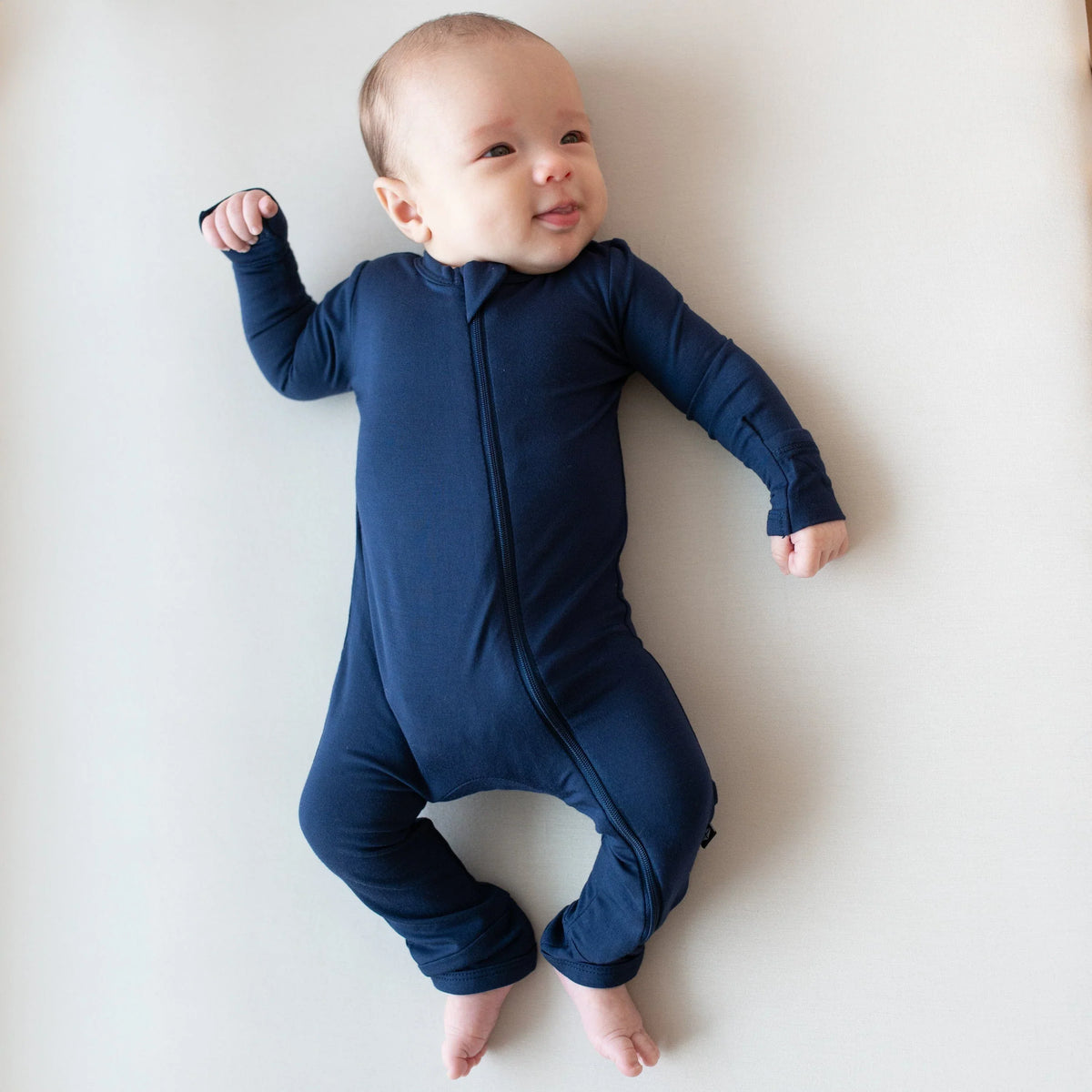 Zippered Romper in Navy Main image