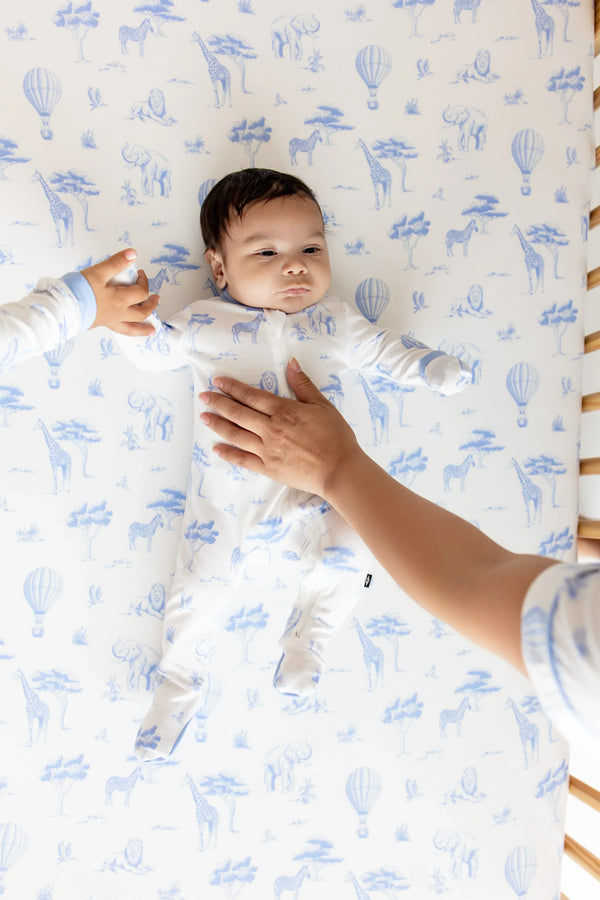 Crib Sheet in Toile Safari