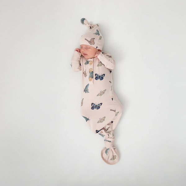 Knotted Gown with Hat Set in Blush Butterfly