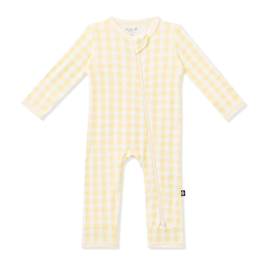 Zippered Romper in Gingham Chamomile