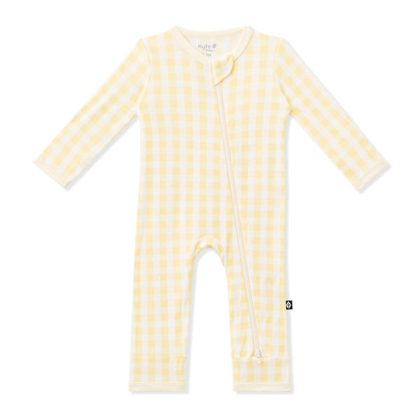 Zippered Romper in Gingham Chamomile