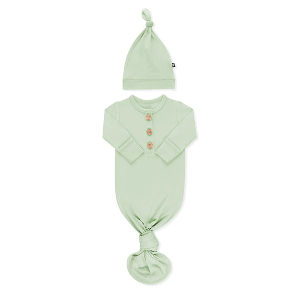 Knotted Gown with Hat Set in Basil