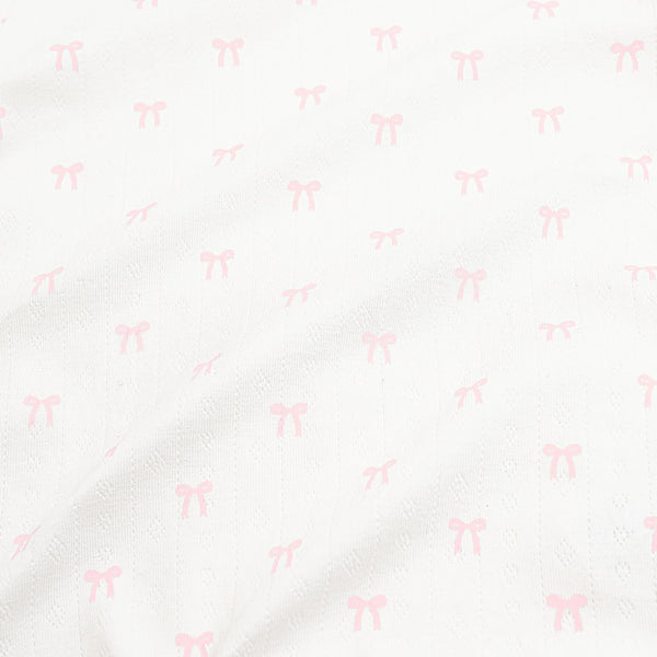 Pointelle Short Sleeve Set in Sweet Pink Bow