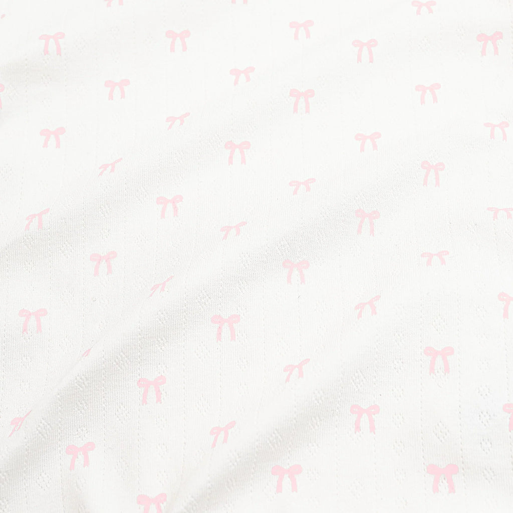 Pointelle Kimono Bodysuit in Sweet Pink Bow