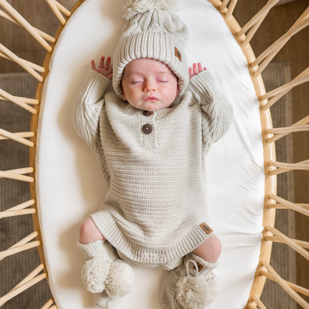Chunky Knit Romper in Oat