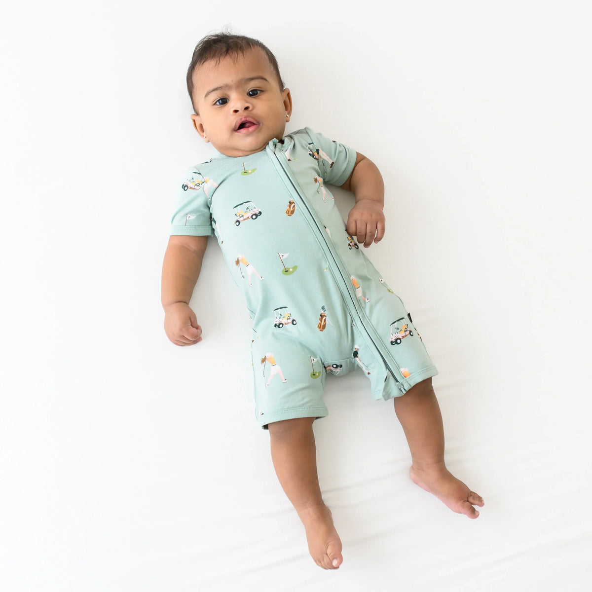 Zippered Shortall Romper in Golf Main image