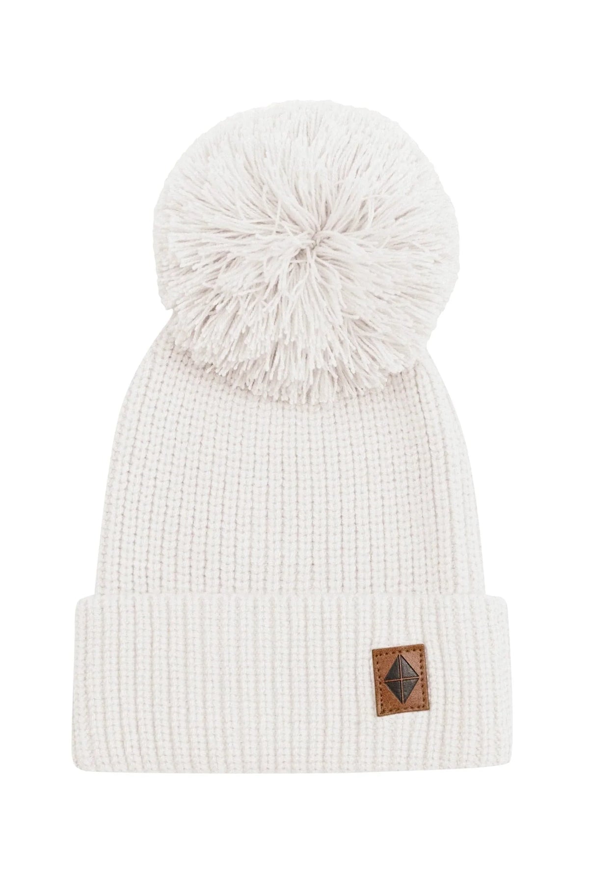 Chunky Knit Pom Beanie in Oat Main image