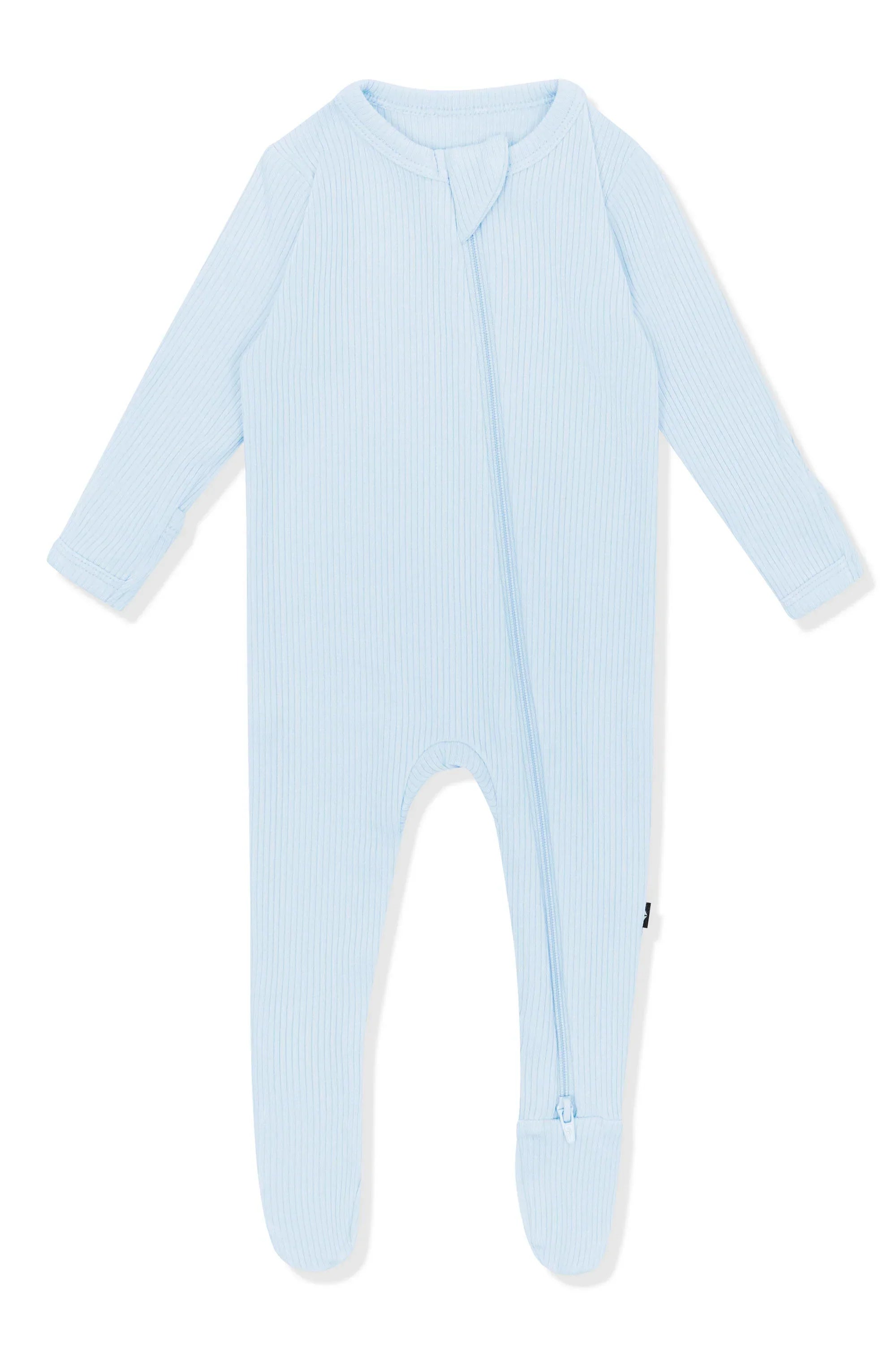 Ribbed Zipper Footie in Breeze Secondary image