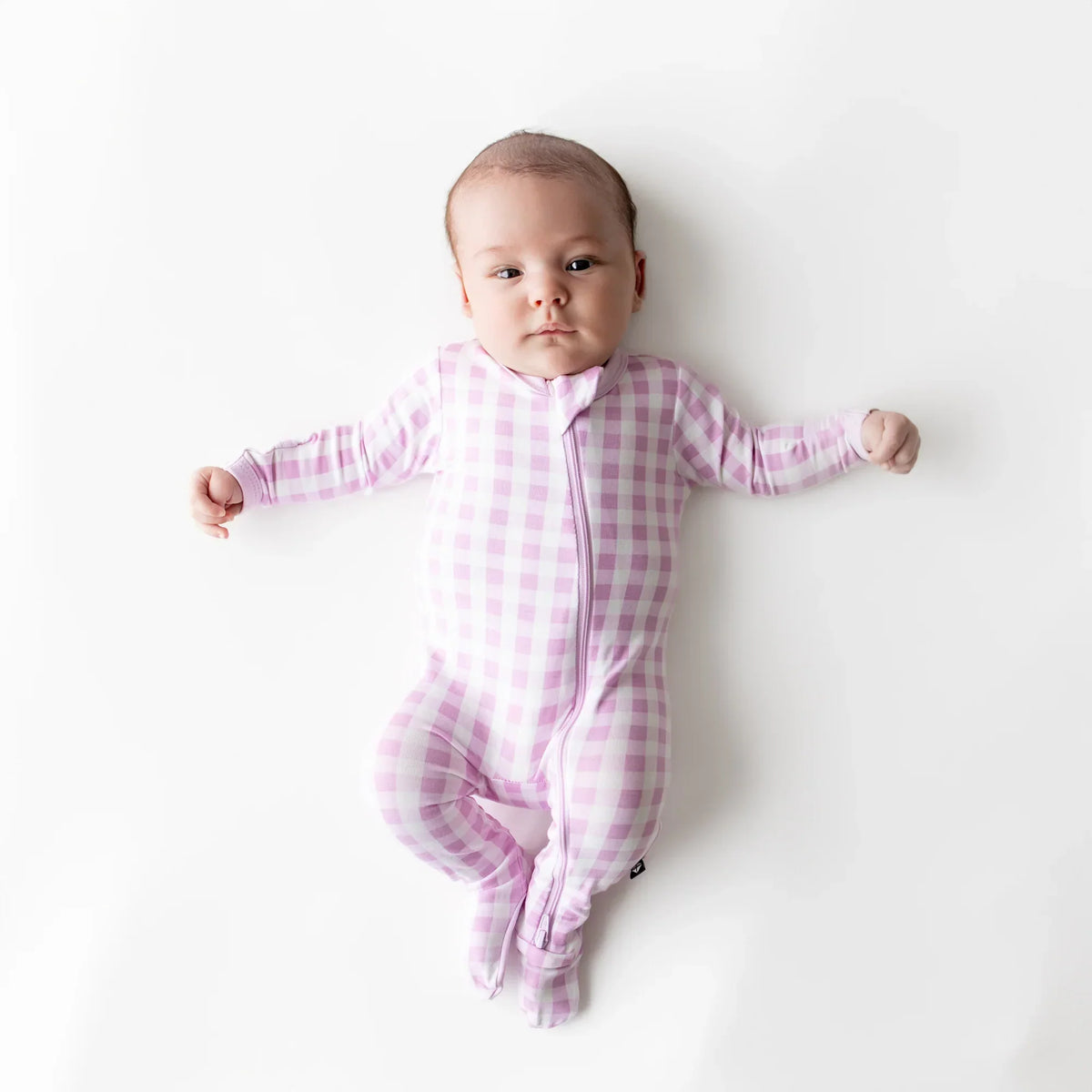 Zippered Footie in Gingham Thistle Main image
