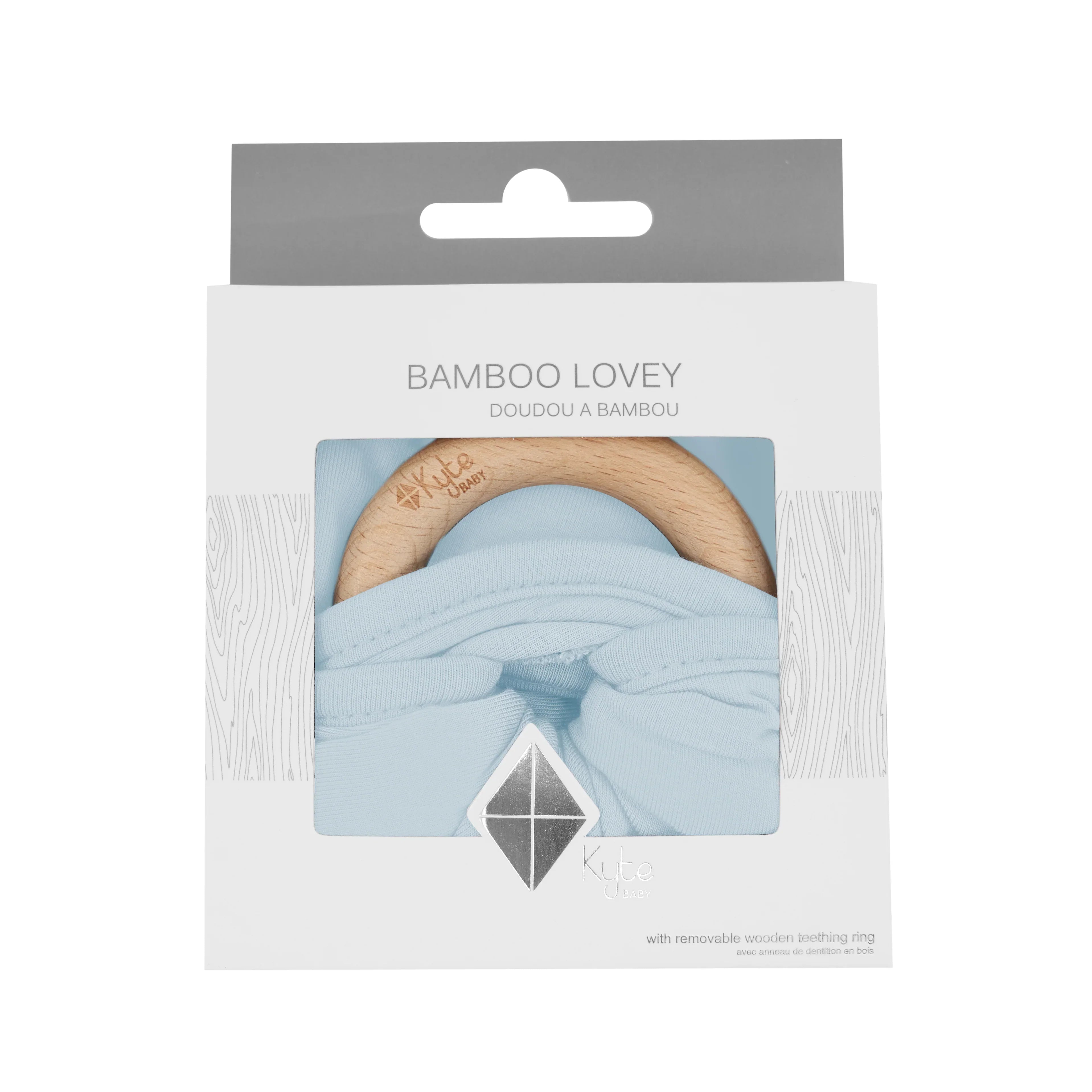 Lovey in Fog with Removable Wooden Teething Ring Secondary image
