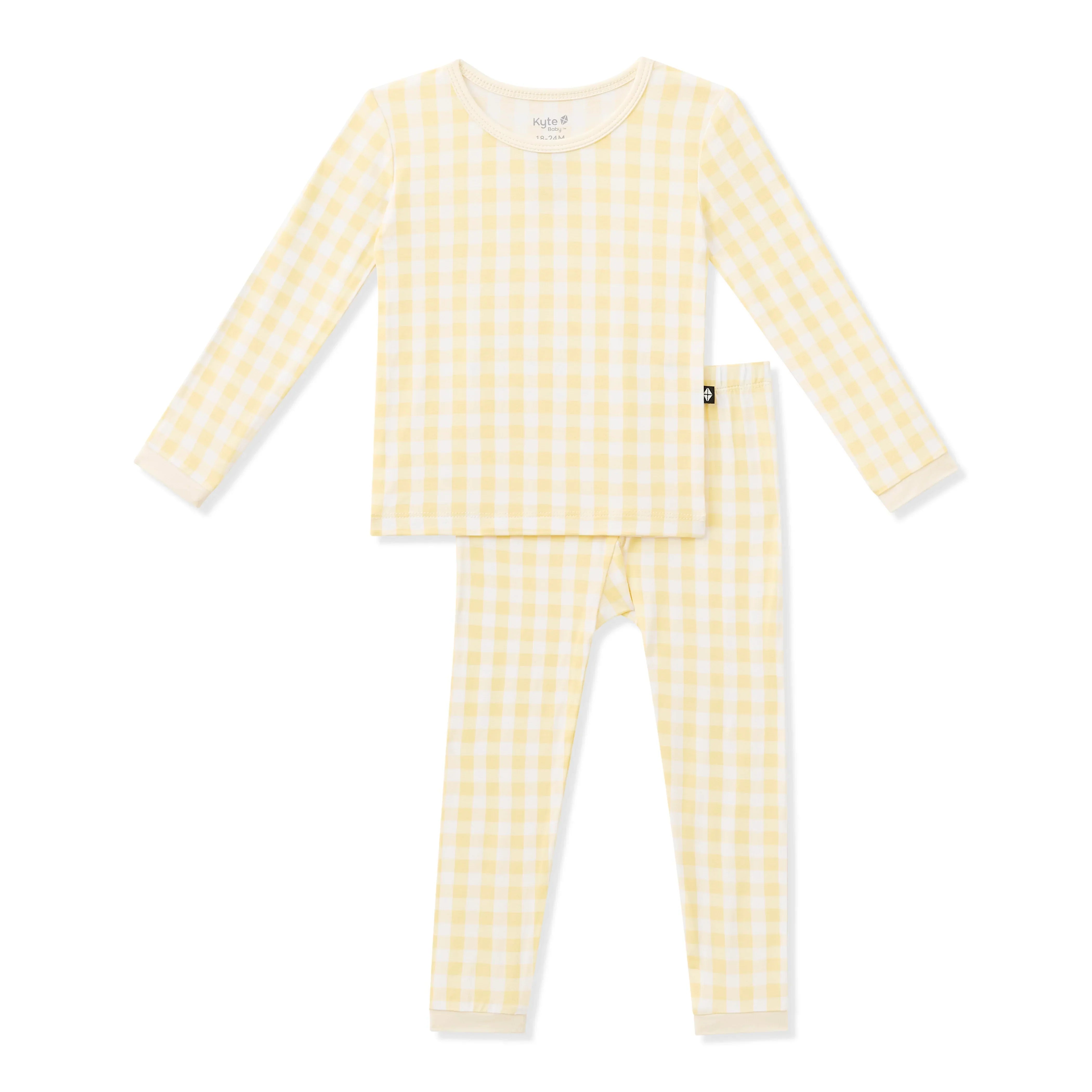 Long Sleeve Pajamas in Gingham Chamomile Secondary image