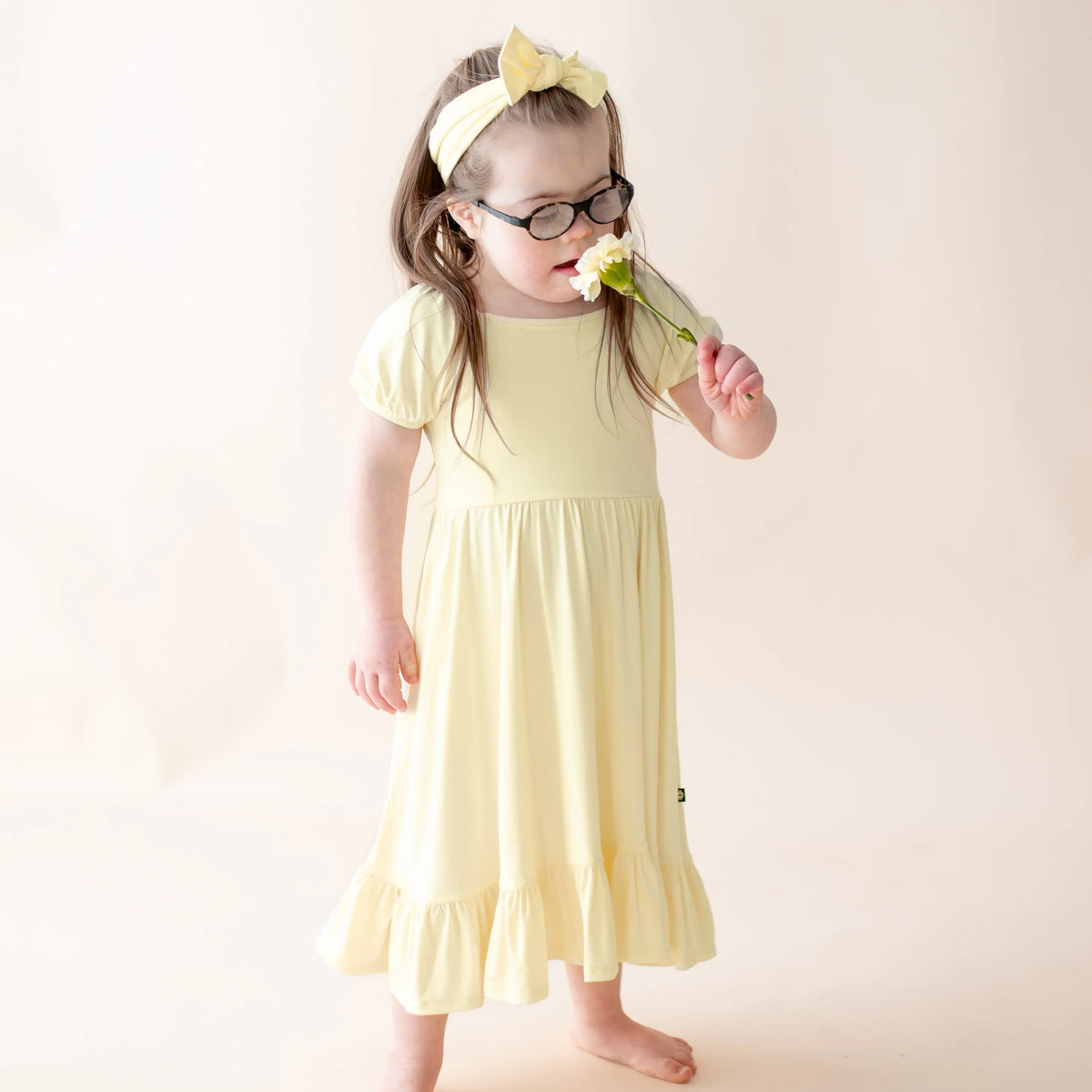 Puff Sleeve Twirl Dress in Chamomile Main image