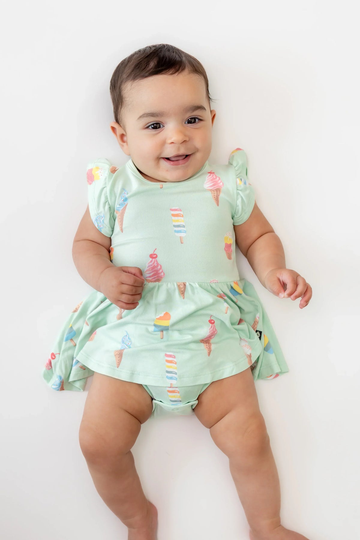 Twirl Bodysuit Dress in Mint Ice Cream Main image