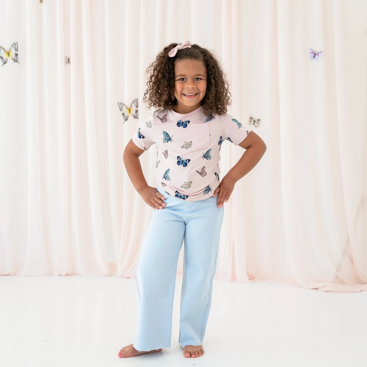 Toddler Crew Neck Tee in Blush Butterfly Main image