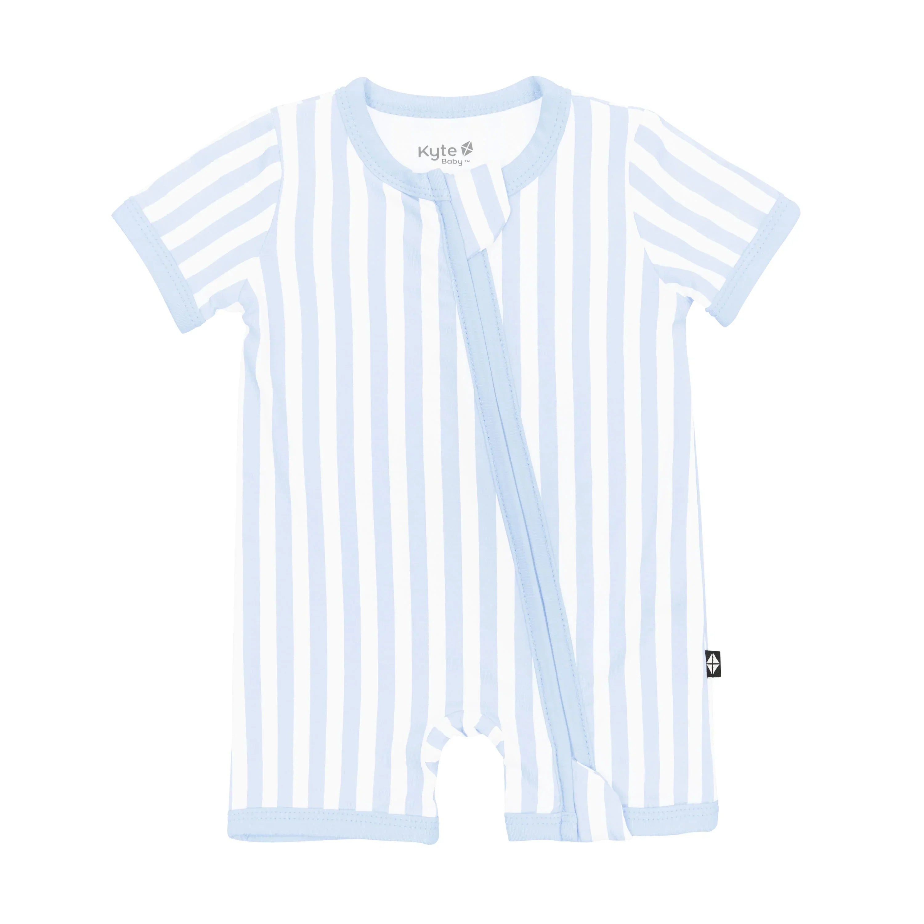 Zipper Shortall Romper in Small Mist Stripe Secondary image