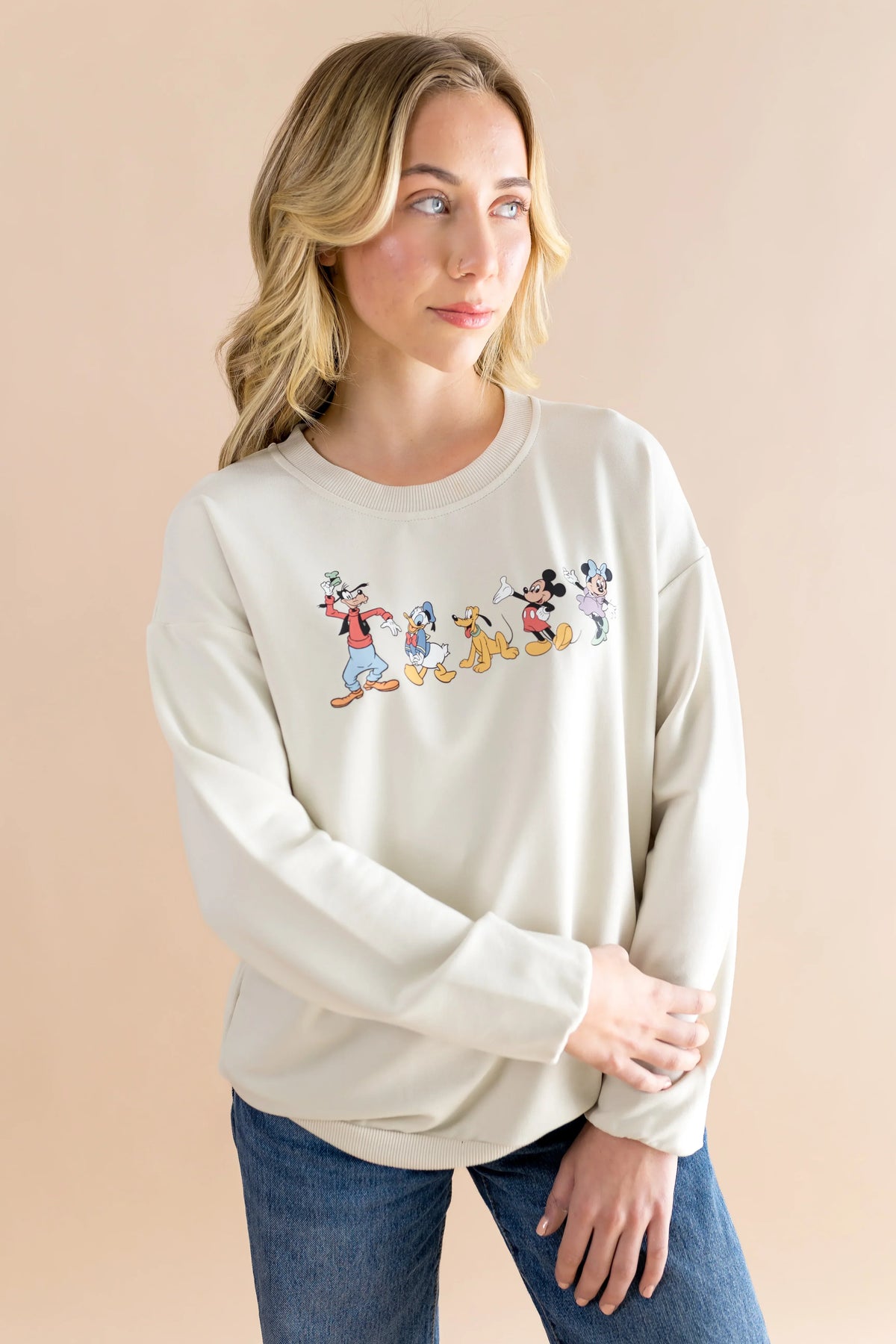 Women's Sweatshirt in Mickey and Friends on Ecru Main image