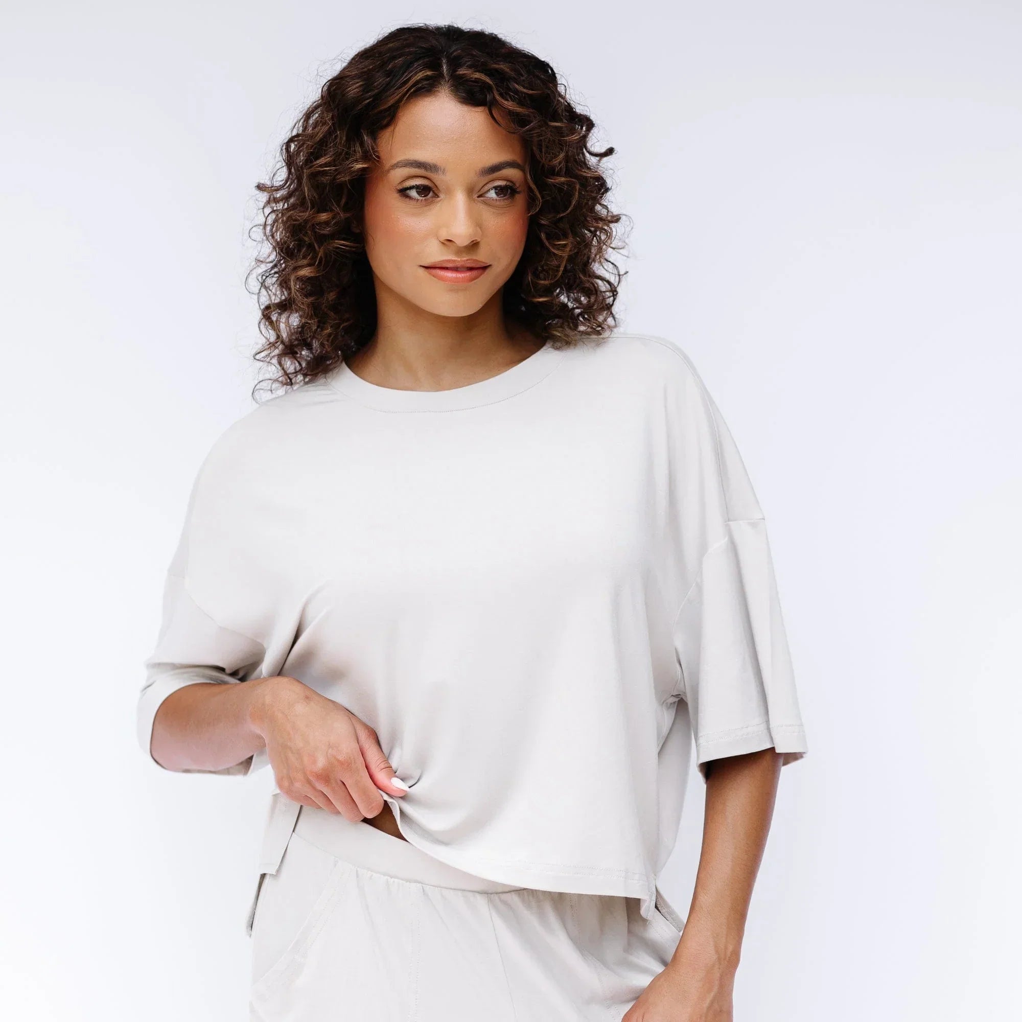 Women's Wide Leg Pant Set in Oat Secondary image
