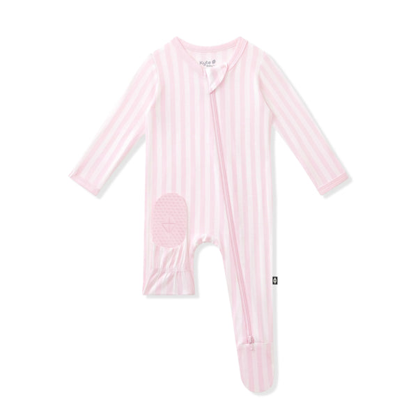 Zippered Footie in Small Sakura Stripe
