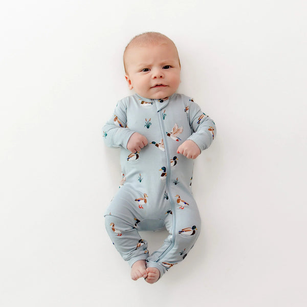 Zippered Romper in Mallard Duck