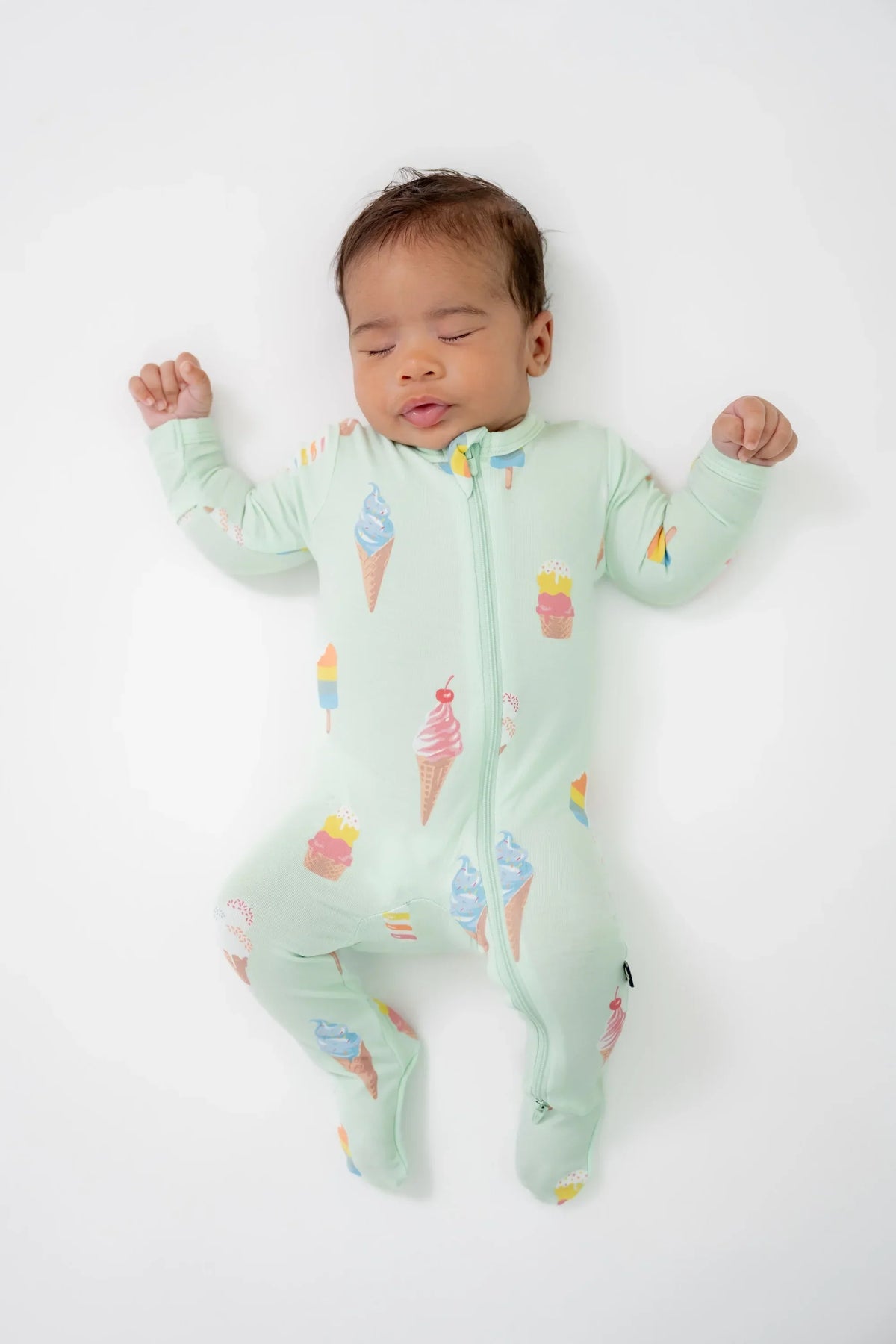 Zippered Footie in Mint Ice Cream Main image