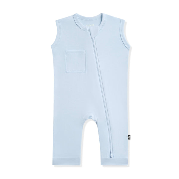 Zippered Sleeveless Romper in Breeze