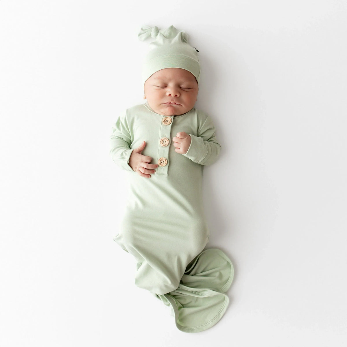 Knotted Gown with Hat Set in Basil Main image