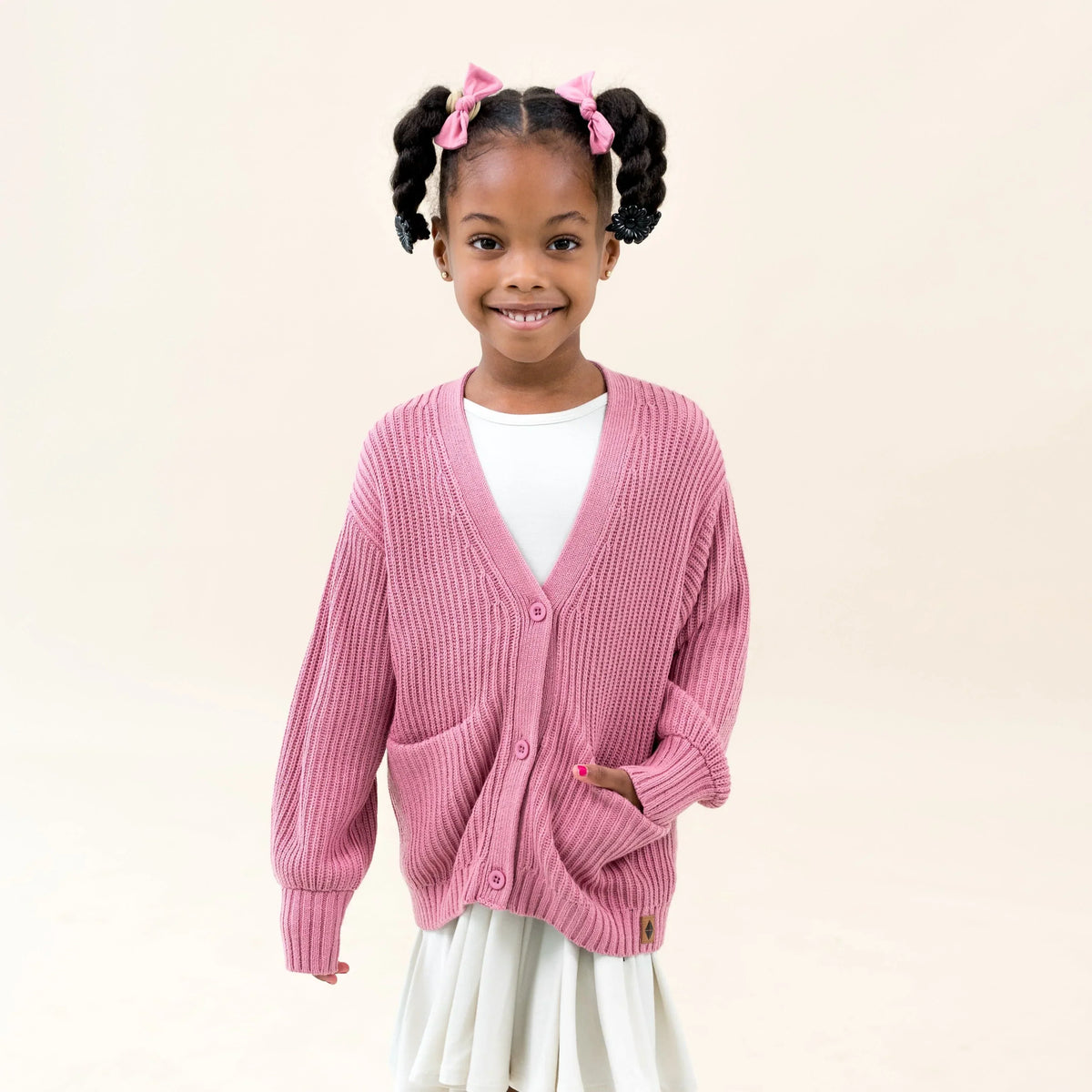 Chunky Knit Oversized Cardigan in Apple Blossom Main image