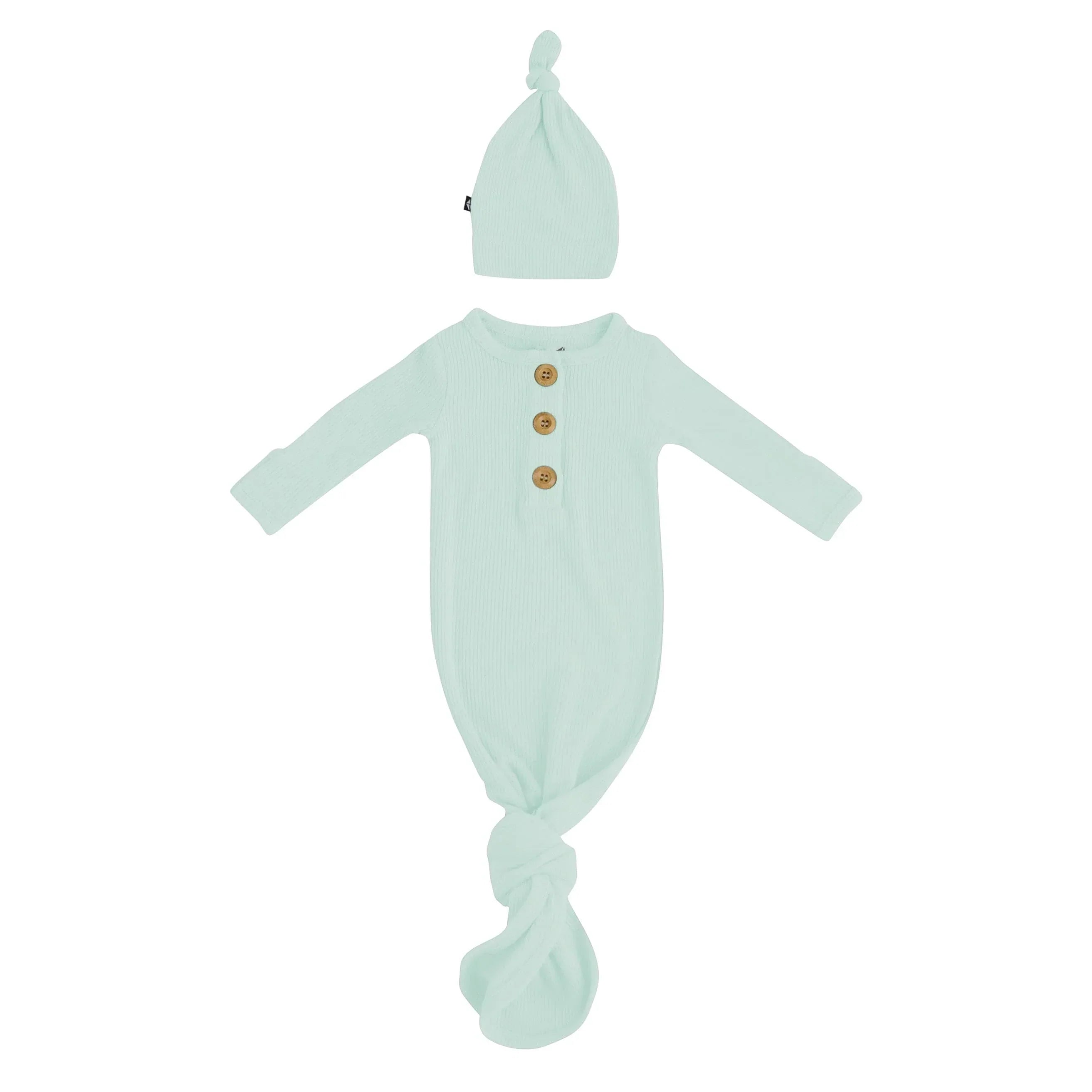 Ribbed Knotted Gown with Hat Set in Sage Secondary image