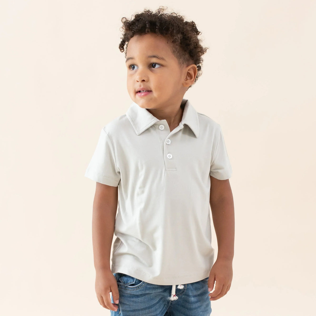 Toddler Short Sleeve Polo in Oat Main image