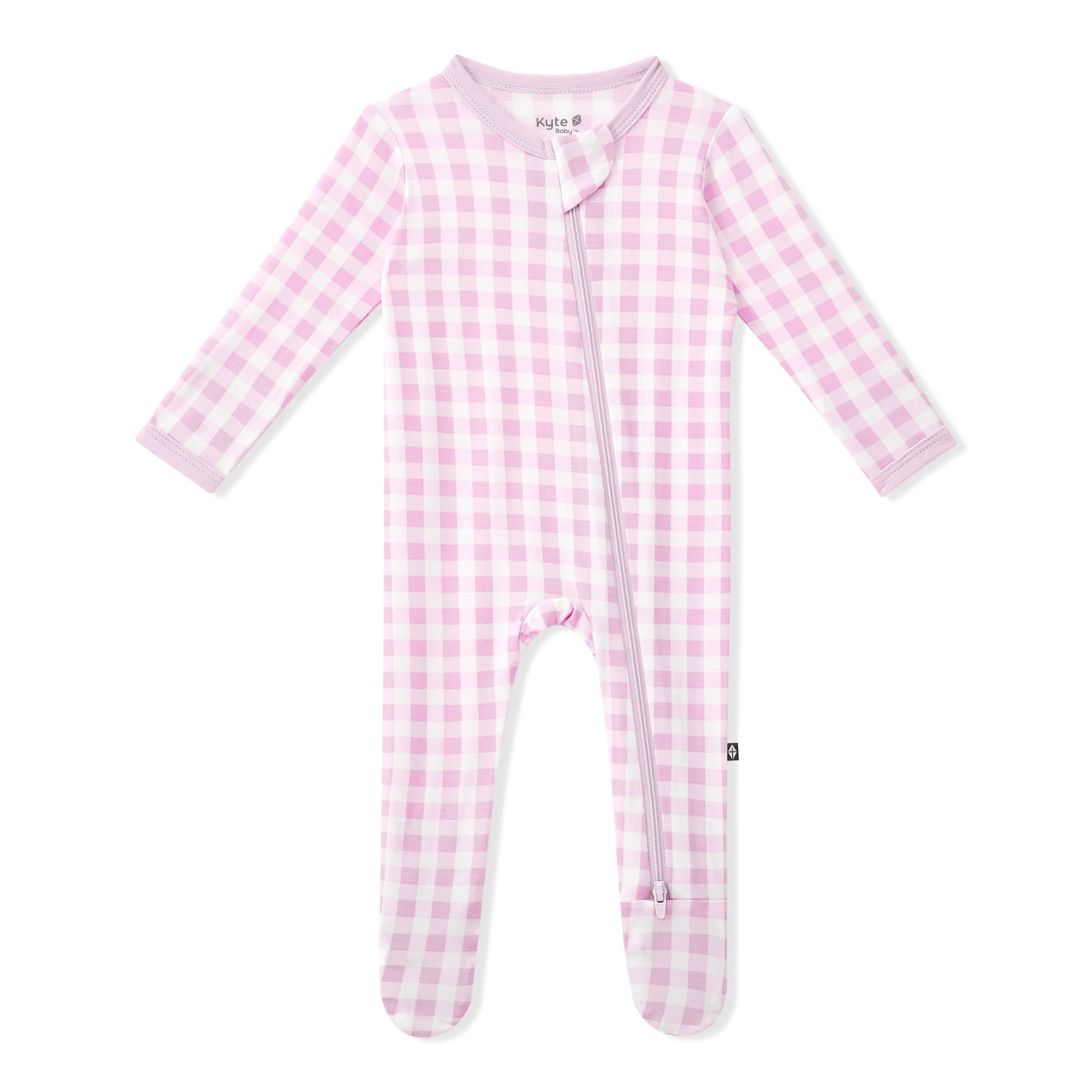 Zippered Footie in Gingham Thistle Secondary image