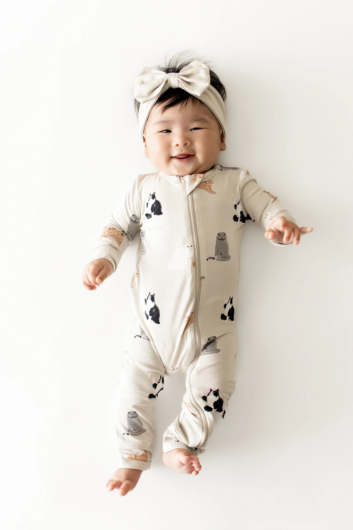 Zippered Romper in Fluffy Cat Main image