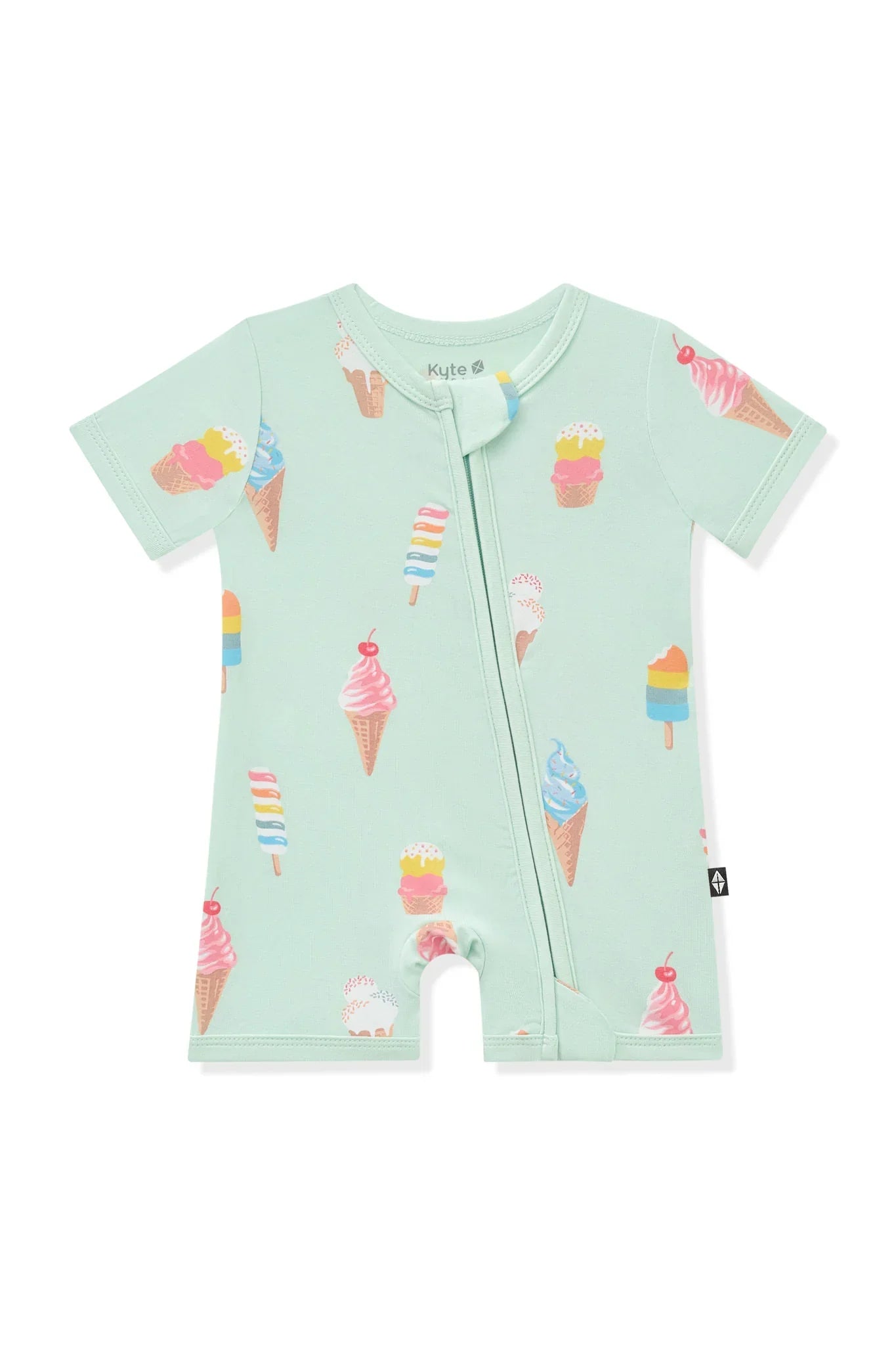 Zipper Shortall Romper in Mint Ice Cream Secondary image