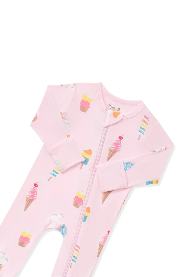 Zippered Romper in Sakura Ice Cream