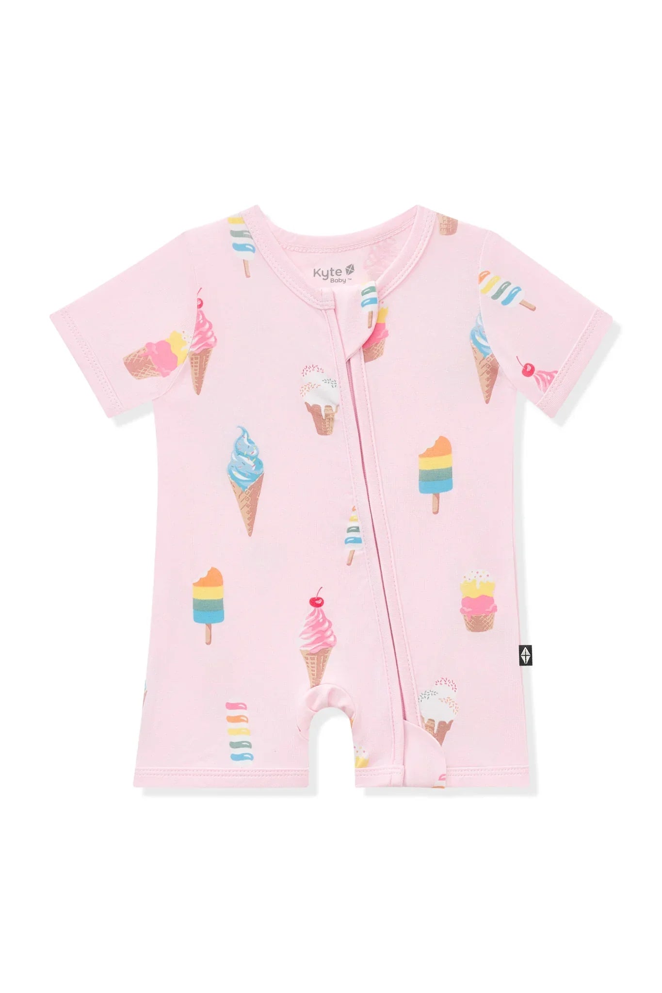 Zipper Shortall Romper in Sakura Ice Cream Secondary image