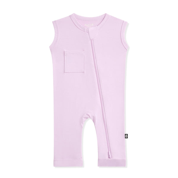 Zippered Sleeveless Romper in Thistle