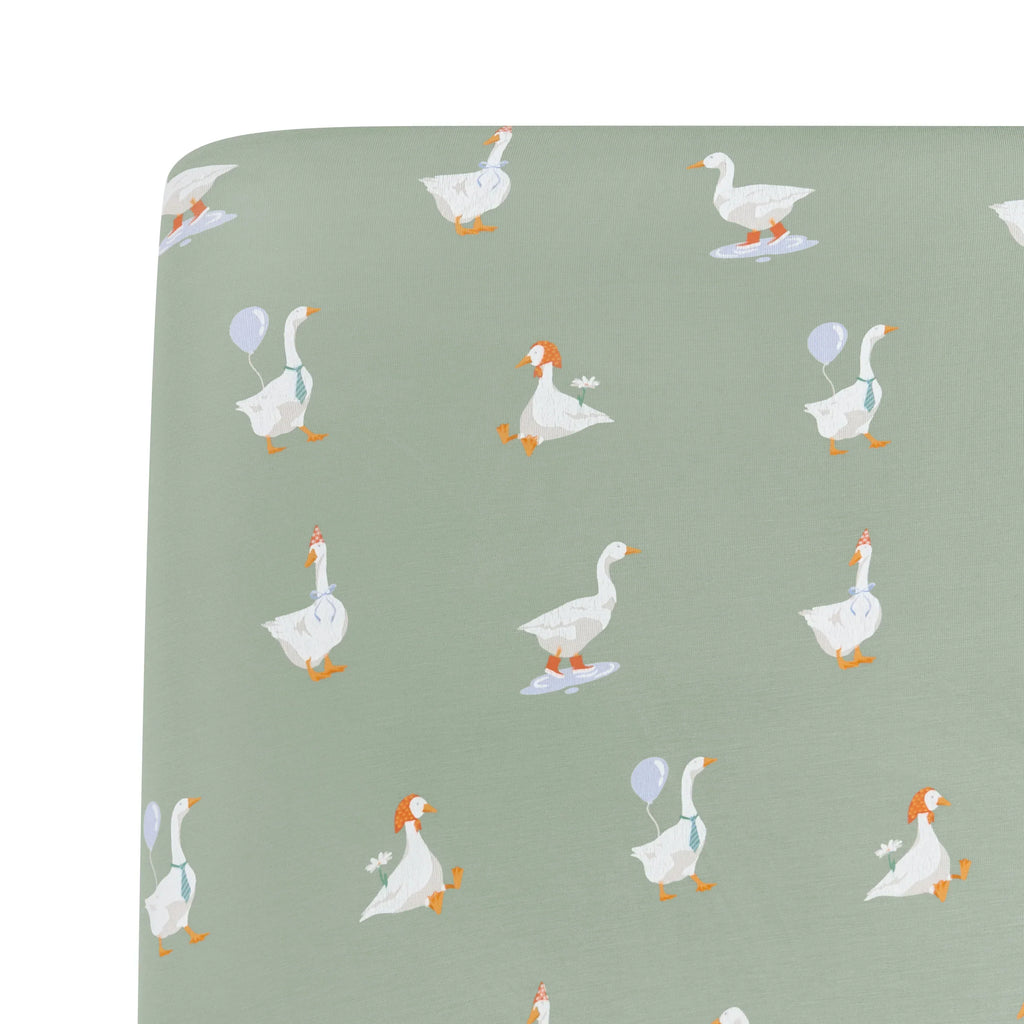 Mini Crib Sheet in Silly Goose