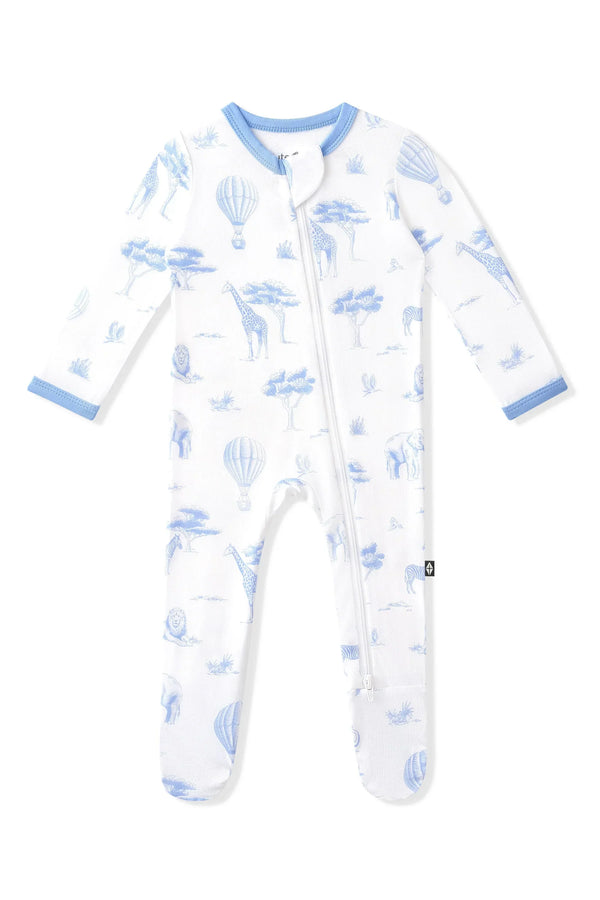 Zippered Footie in Toile Safari