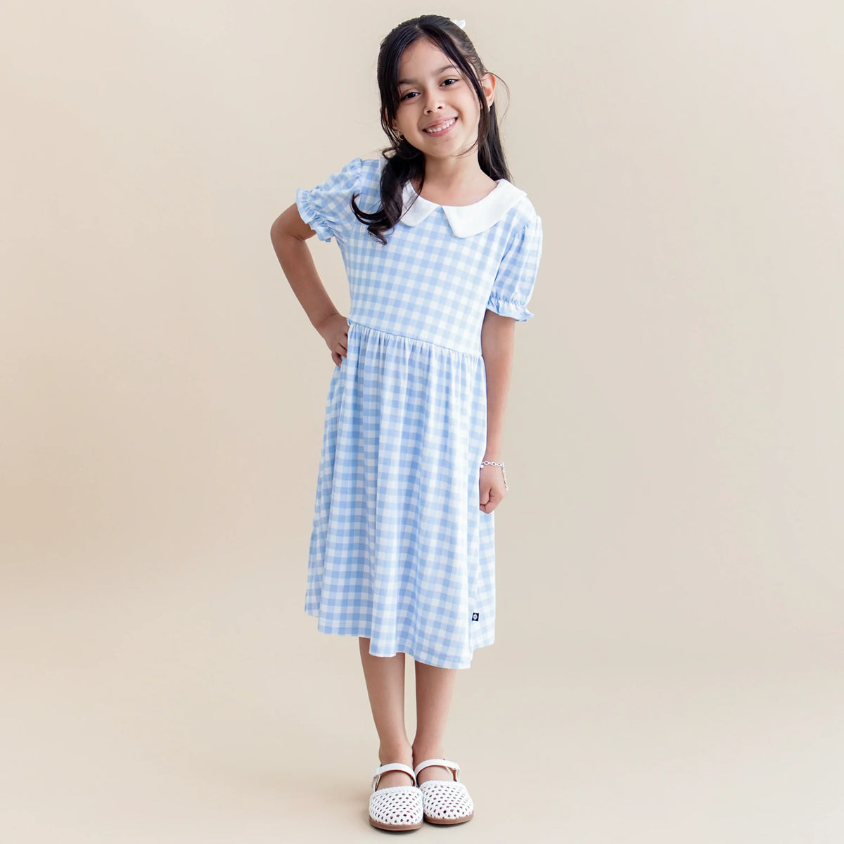 Peter Pan Collar Dress in Gingham Breeze Main image