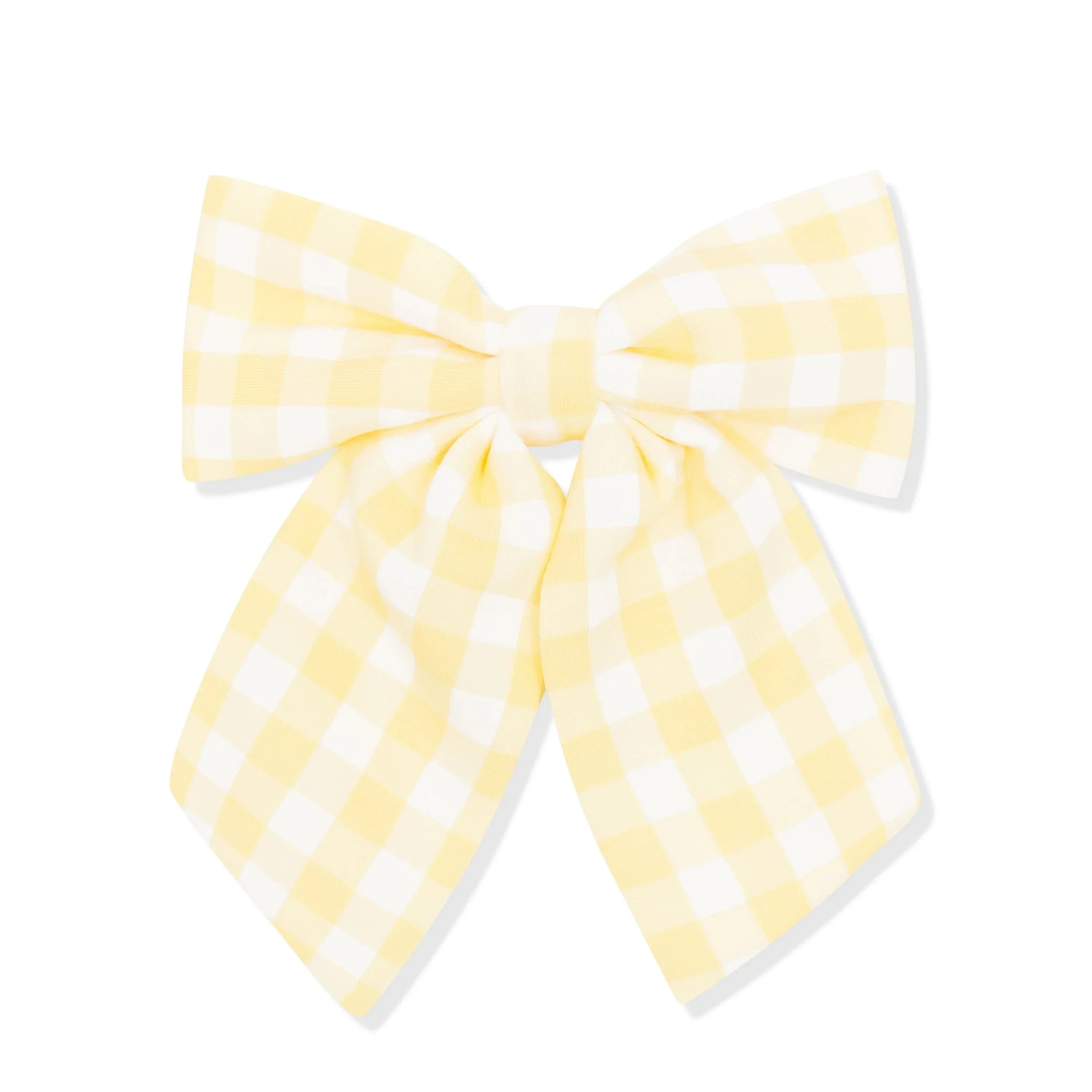 Large Alligator Clip Bow in Gingham Chamomile Secondary image