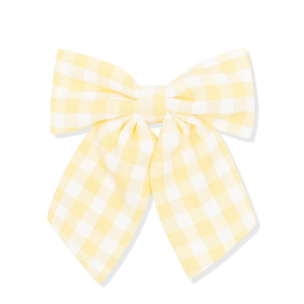 Large Alligator Clip Bow in Gingham Chamomile