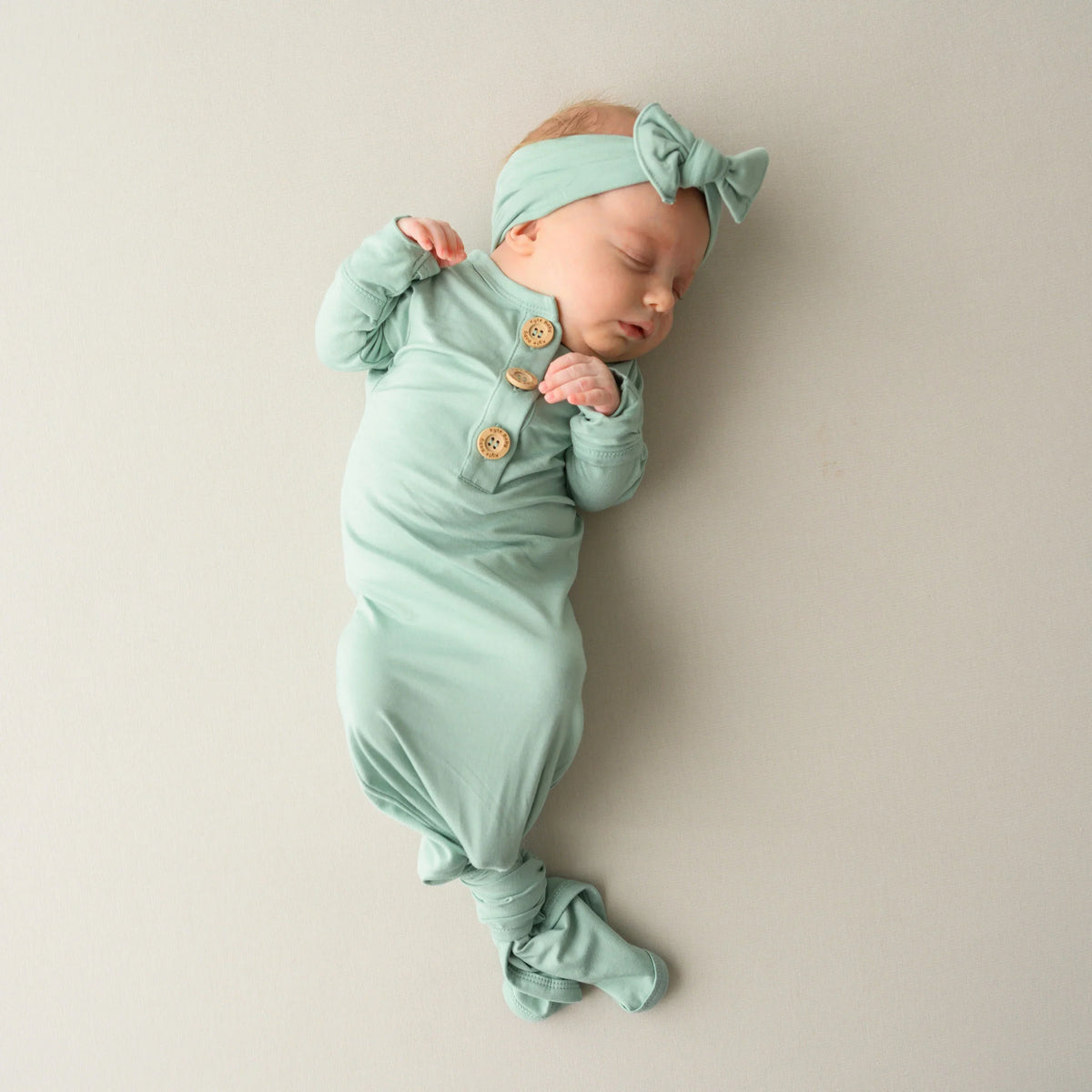 Knotted Gown with Bow Set in Sage Main image