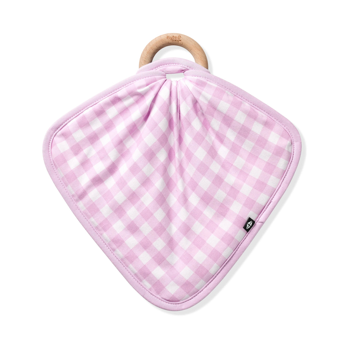Lovey in Gingham Thistle with Removable Wooden Teething Ring Main image