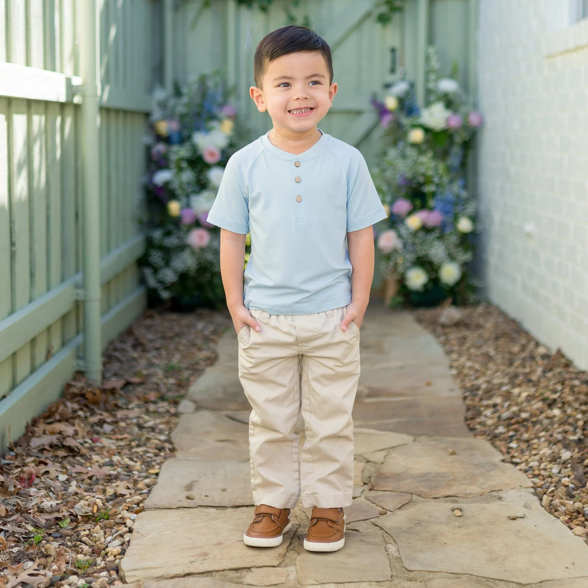 Short Sleeve Toddler Henley Tee in Breeze Main image