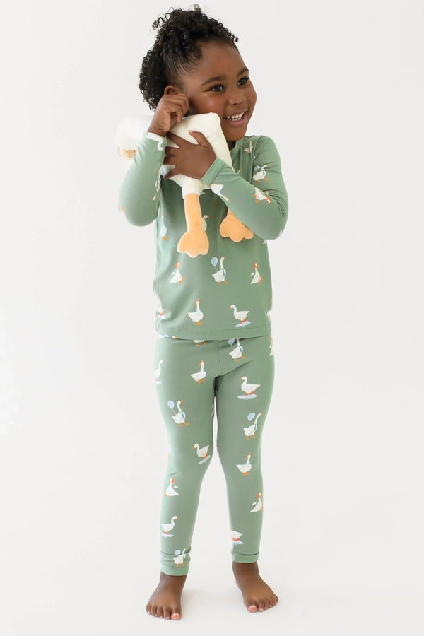 Long Sleeve Pajamas in Silly Goose
