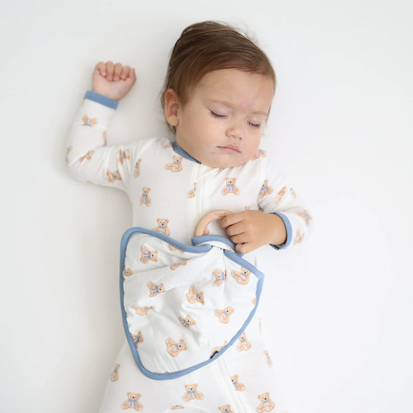 Lovey in Teddy Bear with Removable Wooden Teething Ring