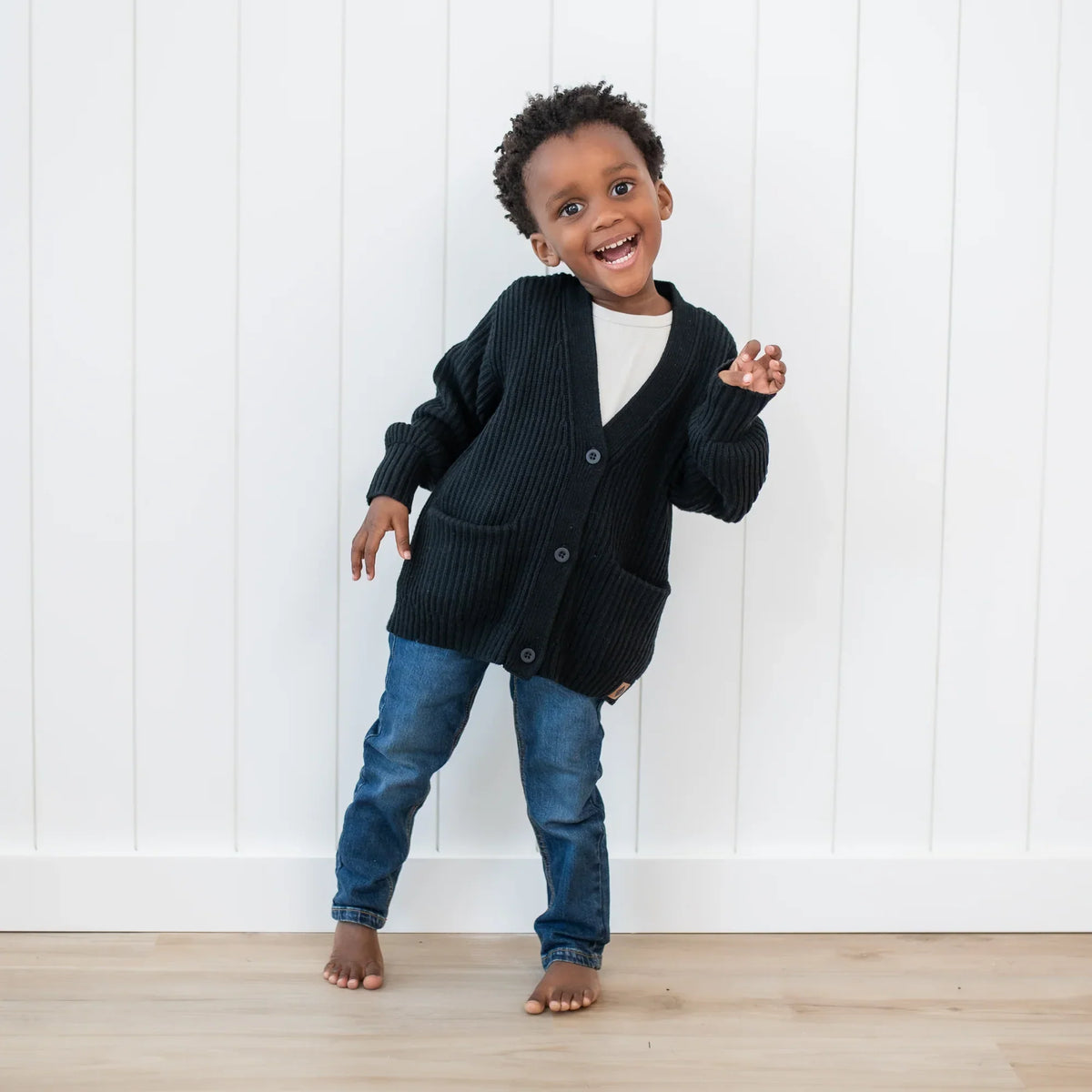 Chunky Knit Oversized Cardigan in Midnight Main image