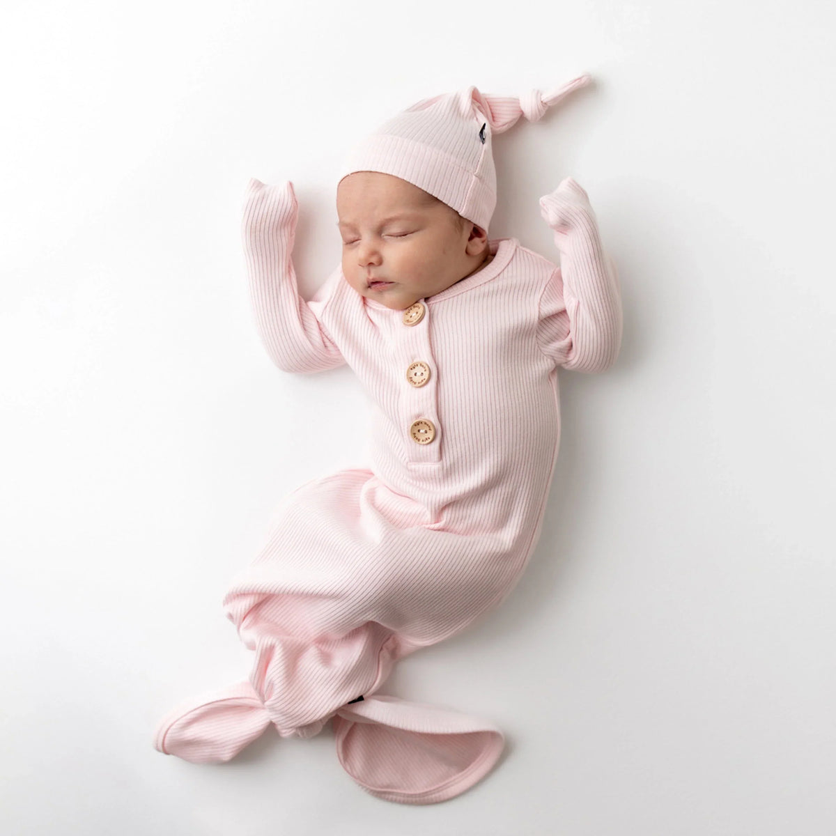 Ribbed Knotted Gown with Hat Set in Sakura Main image