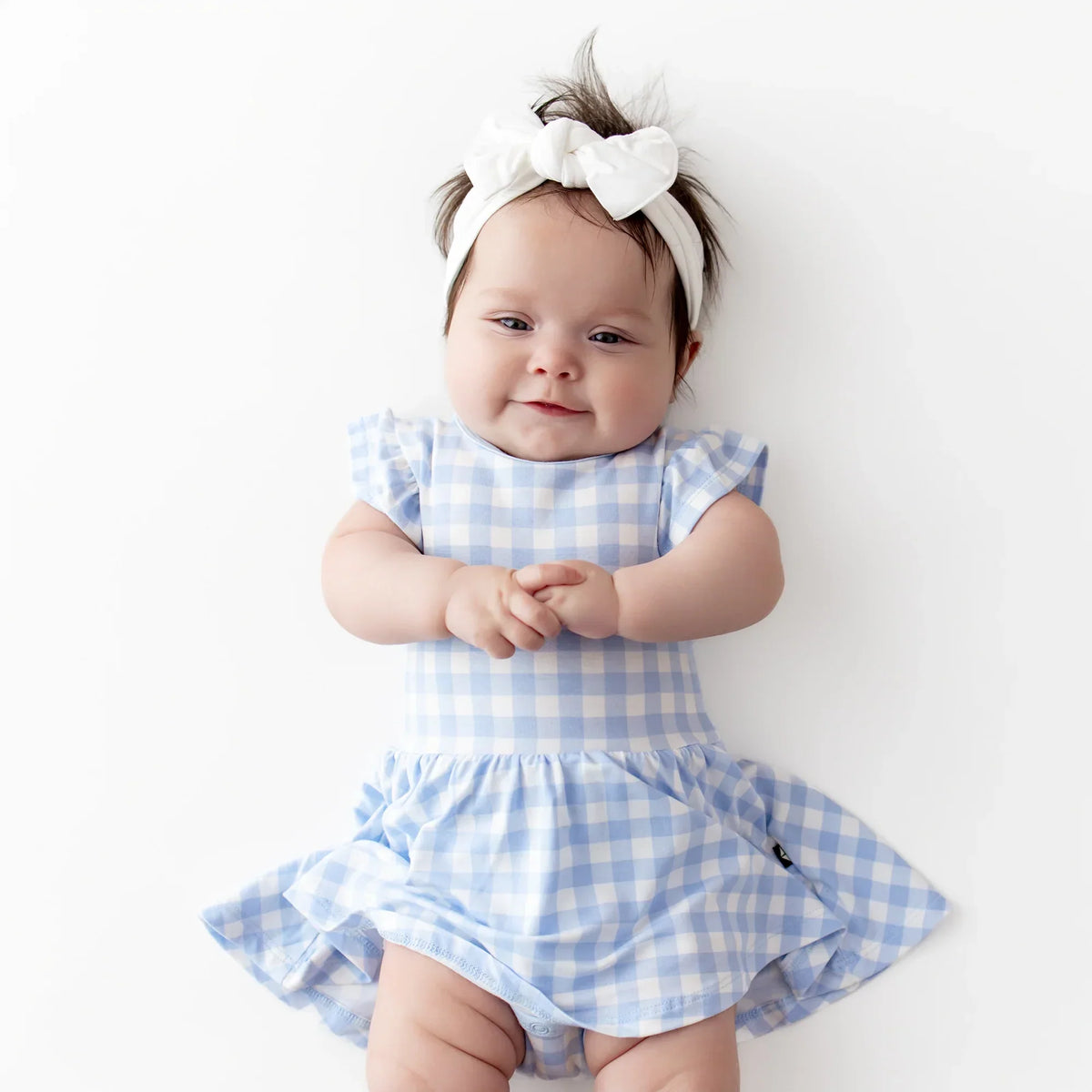 Twirl Bodysuit Dress in Gingham Breeze Main image